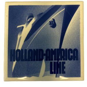 Holland American Cruise Line Blue Delft Coaster Tile by Goedewaagen w/Cork Back